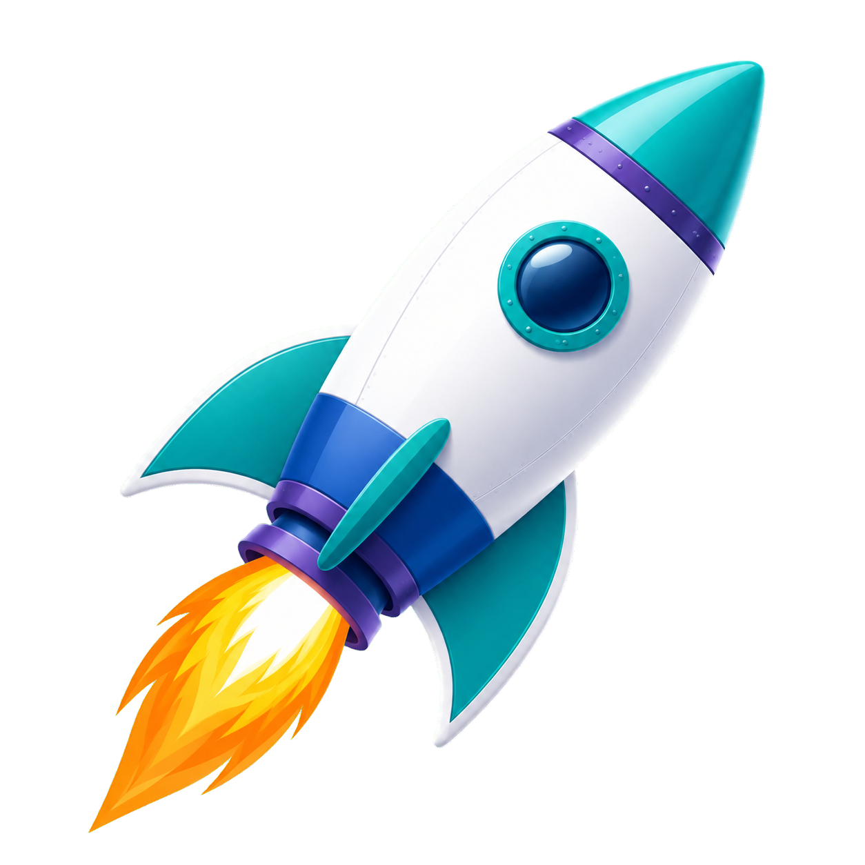 Colorful rocket launching into a starry sky